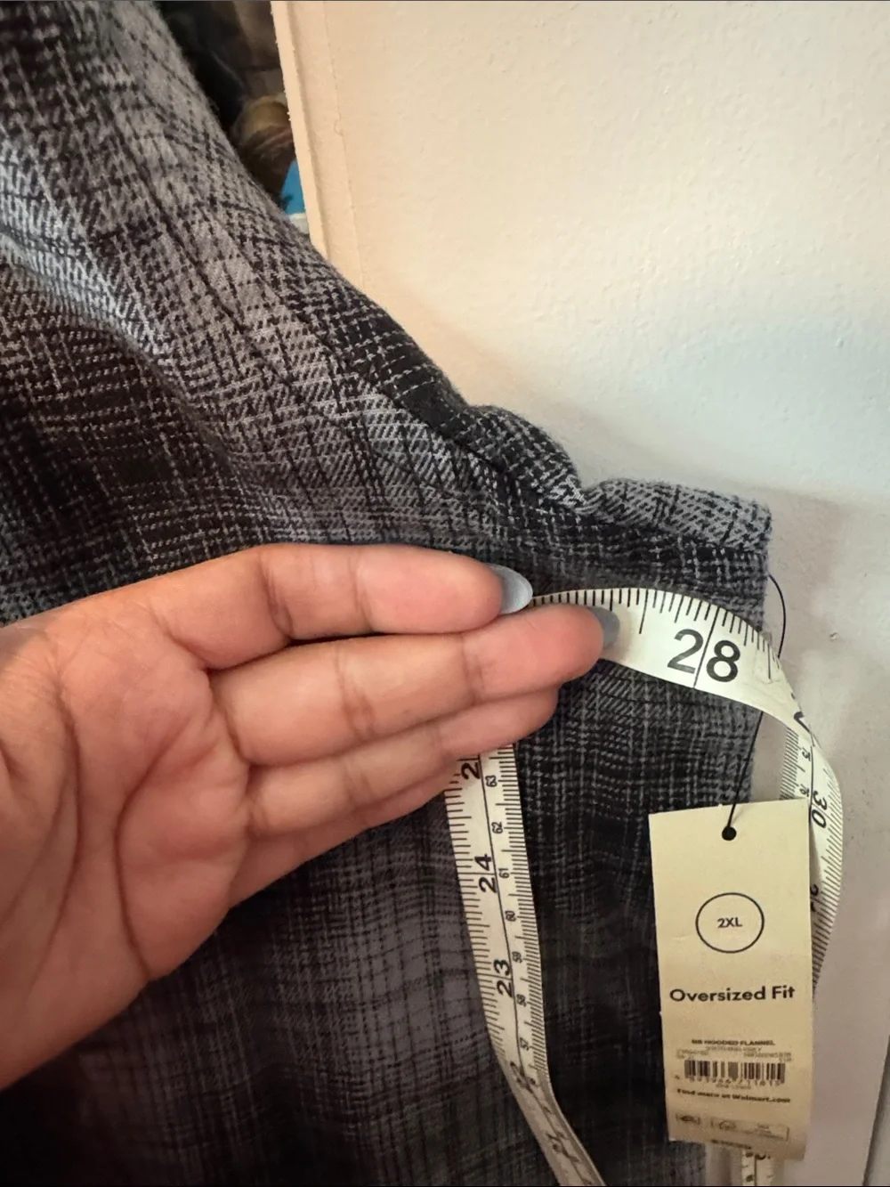 Size 2XL No Boundaries Black and Gray Hooded Oversized Fit Flannel